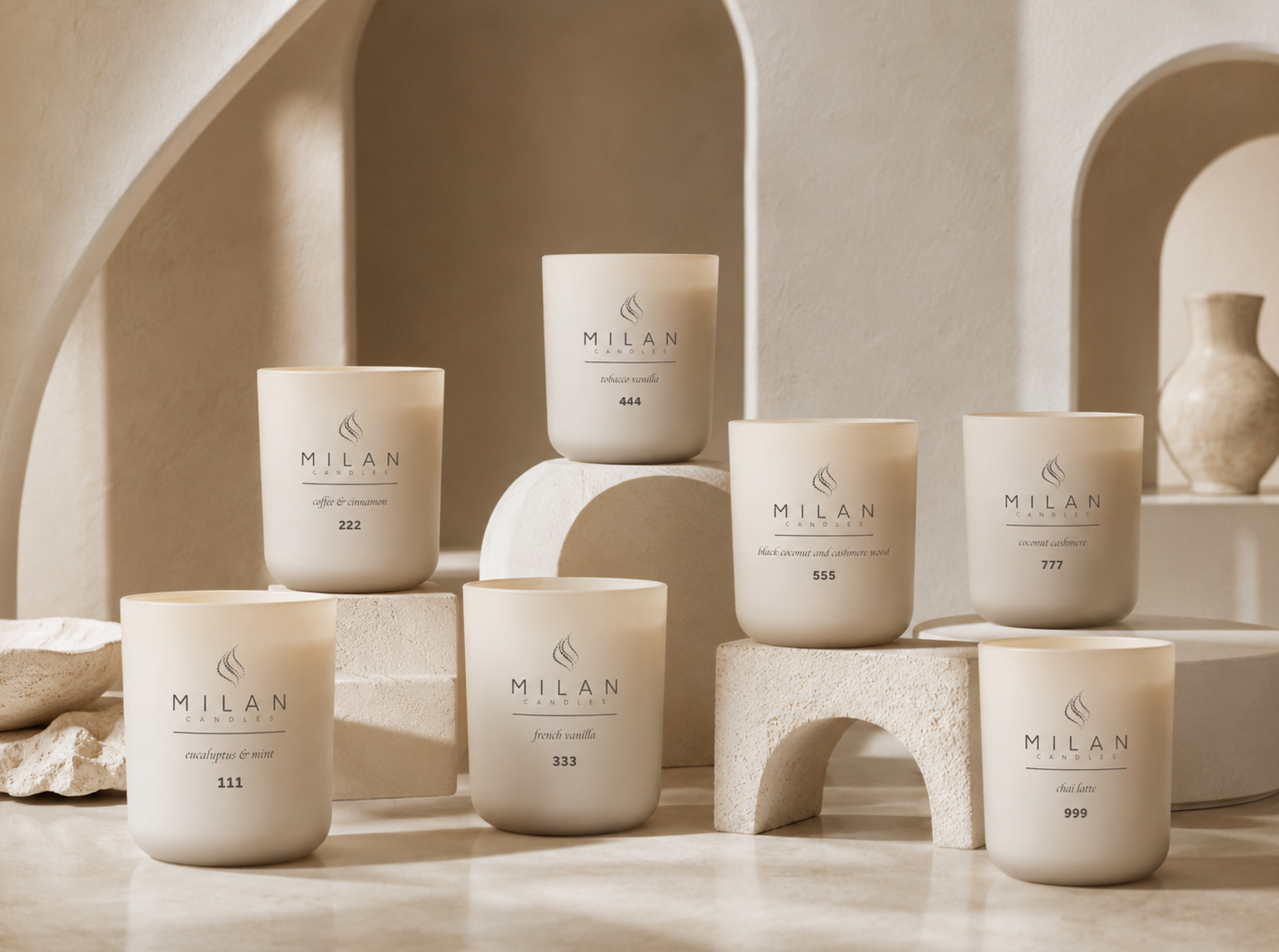 Milan Candles Complete Collection, a full seven Chapter scent collection for the home